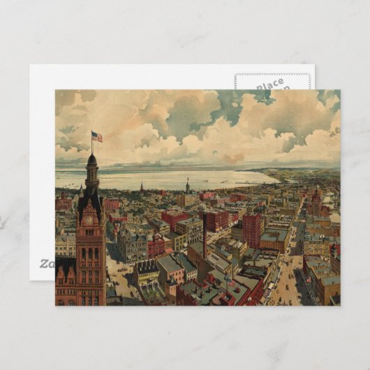 Vintage Karte von Milwaukee WI (1898) (Vorne/Hinten)