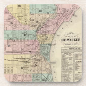 Vintage Karte von Milwaukee Wisconsin (1878) Getränkeuntersetzer (Vorderseite)