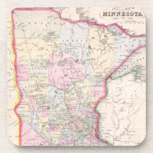 Vintage Karte von Minnesota (1864) Getränkeuntersetzer