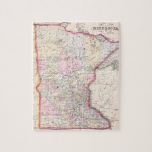 Vintage Karte von Minnesota (1864) Puzzle