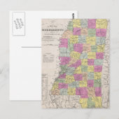 Vintage Karte von Mississippi (1853) (Vorne/Hinten)