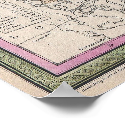 Vintage Karte von Mississippi (1853) Poster (Ecke)