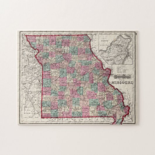 Vintage Karte von Missouri (1873) Puzzle (Horizontal)