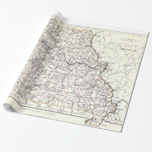 Vintage Karte von Missouri (1883) Geschenkpapier