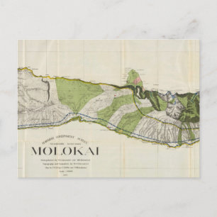 Vintage-Karte von Molokai Hawaii (1906) Postkarte