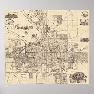 Vintage Karte von Montgomery, Alabama (1899) Poster