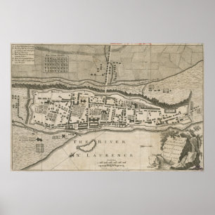 Vintage Karte von Montreal (1758) Poster