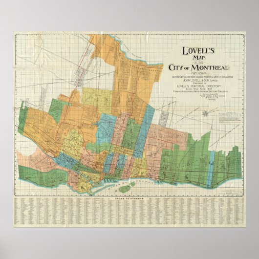 Vintage Karte von Montreal (1920) Poster (Vorne)