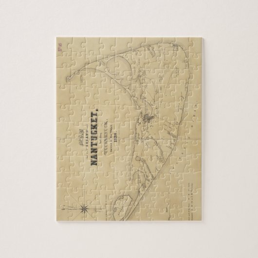 Vintage Karte von Nantucket (1838) Puzzle (Vertikal)