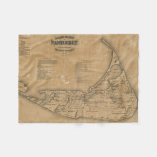 Vintage Karte von Nantucket (1869) Fleecedecke