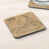 Vintage Karte von Nantucket (1869) Getränkeuntersetzer (Linke Seite)