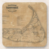 Vintage Karte von Nantucket (1869) Getränkeuntersetzer (Vorderseite)