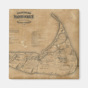 Vintage Karte von Nantucket (1869) Magnet
