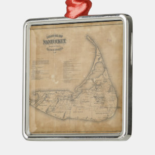 Vintage Karte von Nantucket (1869) Ornament Aus Metall