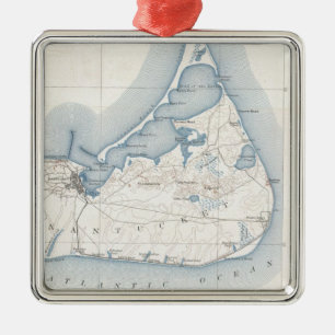 Vintage Karte von Nantucket (1919) Silbernes Ornament