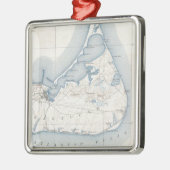 Vintage Karte von Nantucket (1919) Silbernes Ornament (Links)