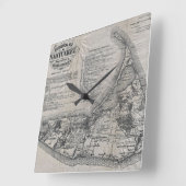 Vintage Karte von Nantucket Quadratische Wanduhr (Winkel)