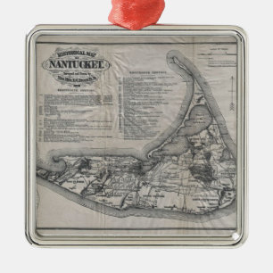 Vintage Karte von Nantucket Silbernes Ornament