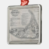 Vintage Karte von Nantucket Silbernes Ornament (Links)