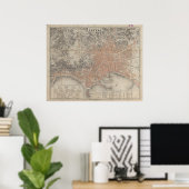 Vintage Karte von Neapel 1860 Poster (Heimbüro)