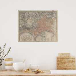 Vintage Karte von Neapel 1860 Poster