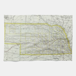 Vintage Karte von Nebraska (1889) Handtuch