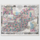 Vintage Karte von Neu-England Geschenkpapier (Flach)