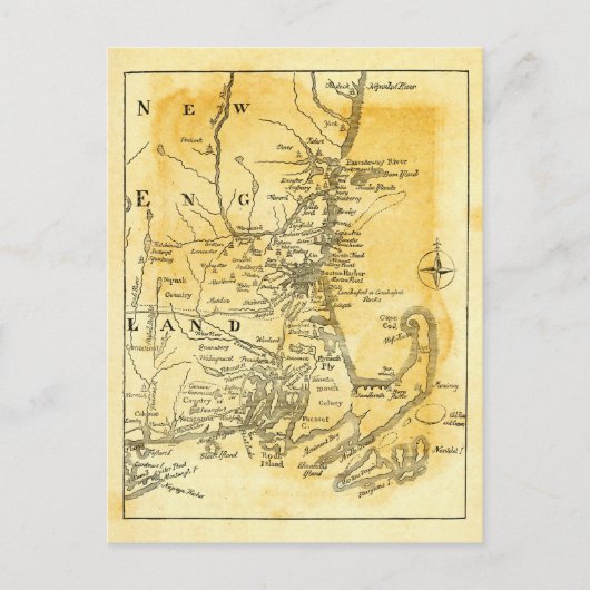 Vintage Karte von Neuengland (Vorderseite)