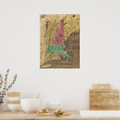 Vintage Karte von Neuengland (1836) Poster (Küche)