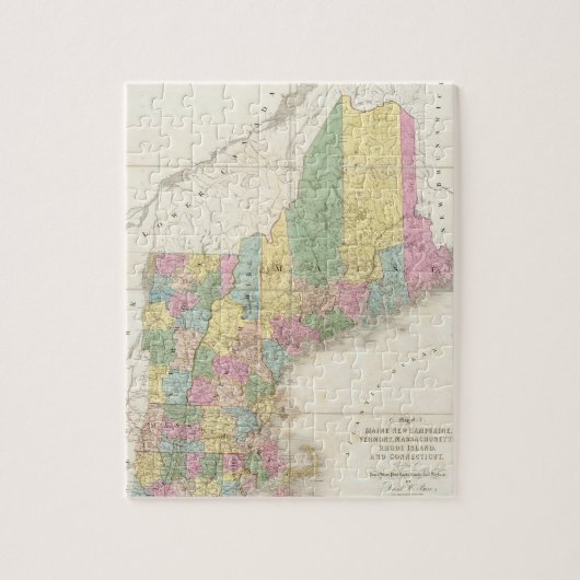 Vintage Karte von Neuengland (1839) Puzzle (Vertikal)