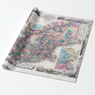 Vintage-Karte von Neuengland Geschenkpapier