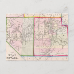 Vintage Karte von Nevada und Utah (1866)