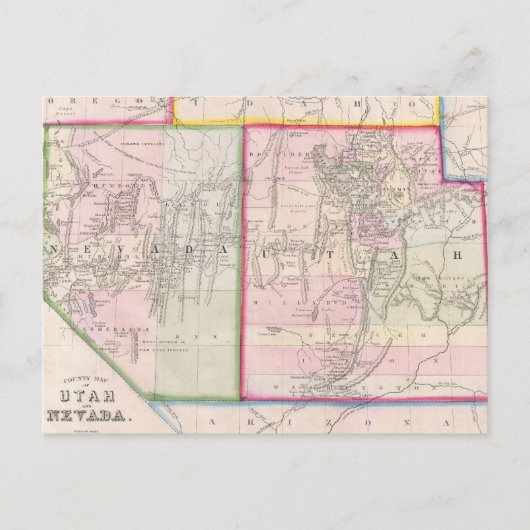 Vintage Karte von Nevada und Utah (1866) (Vorderseite)