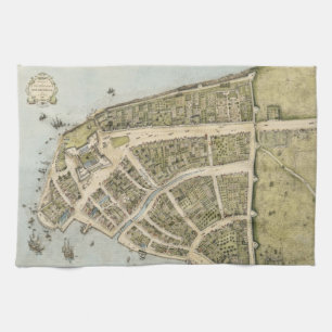 Vintage Karte von New Amsterdam (1660) Küchentuch