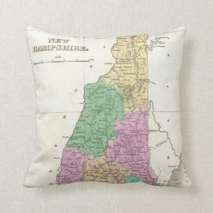 Vintage Karte von New Hampshire (1827) Kissen