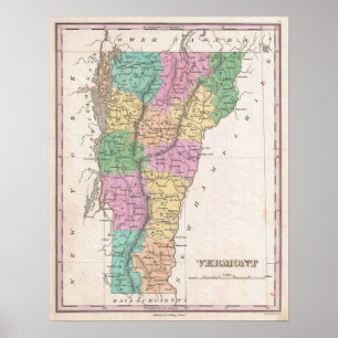 Vintage Karte von New Hampshire (1827) Poster