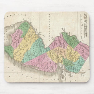 Vintage Karte von New-Jersey (1827) Mousepad