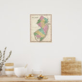 Vintage Karte von New Jersey (1827) Poster (Küche)