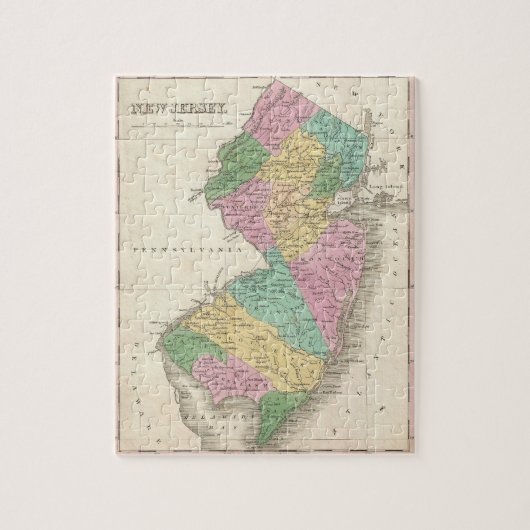Vintage Karte von New-Jersey (1827) Puzzle (Vertikal)