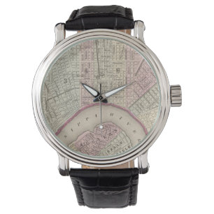 Vintage Karte von New Orleans (1880) Armbanduhr