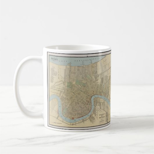 Vintage Karte von New Orleans (1919) Kaffeetasse (Links)