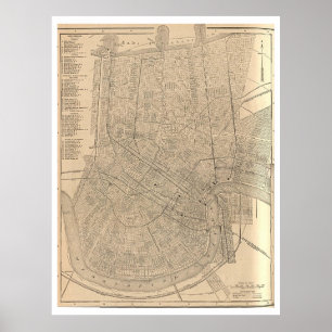 Vintage Karte von New Orleans LA (1908) Poster