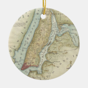 Vintage Karte von New York City (1869) Keramikornament