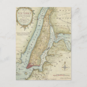 Vintage-Karte von New York City (1869) Postkarte