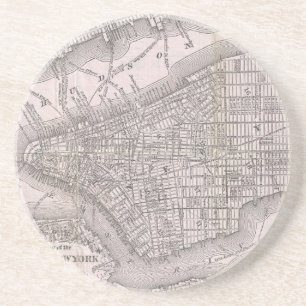 Vintage Karte von New York City (1886) Sandstein Untersetzer