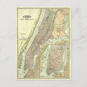 Vintage-Karte von New York City Manhattan Postkarte