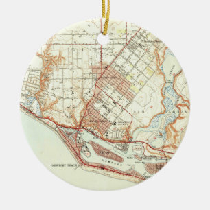 Vintage-Karte von Newport Beach California (1951) Keramik Ornament
