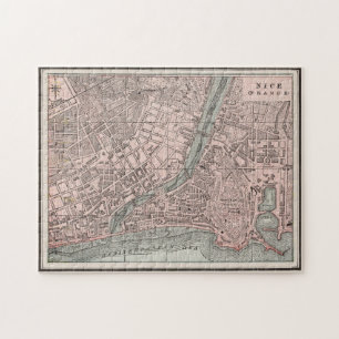 Vintage Karte von Nizza (1901) Puzzle