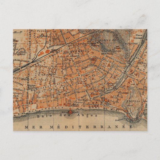 Vintage Karte von Nizza (1914) (Vorderseite)