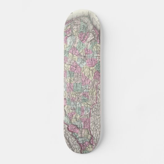 Vintage Karte von Nord-Carolina (1855) Skateboard (Vorderseite)